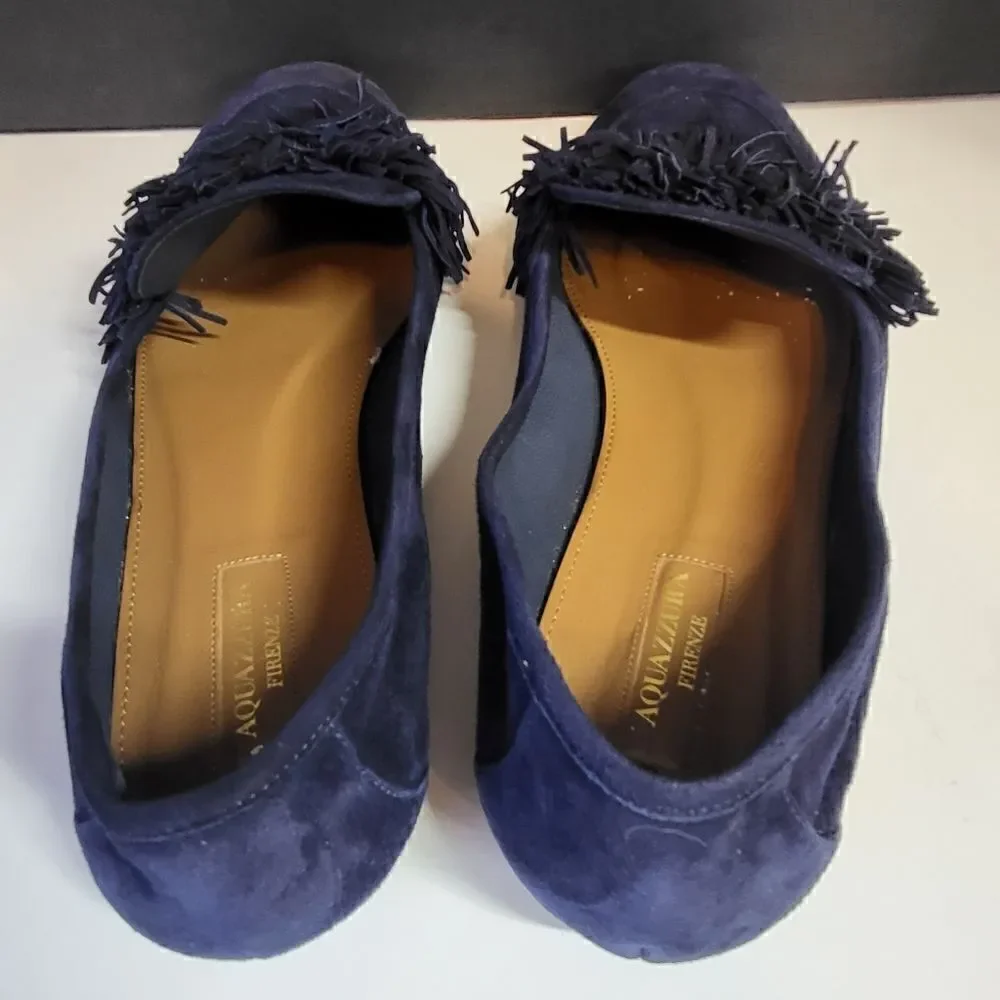 Aquazurra Firenze Navy Blue Suede Shoes